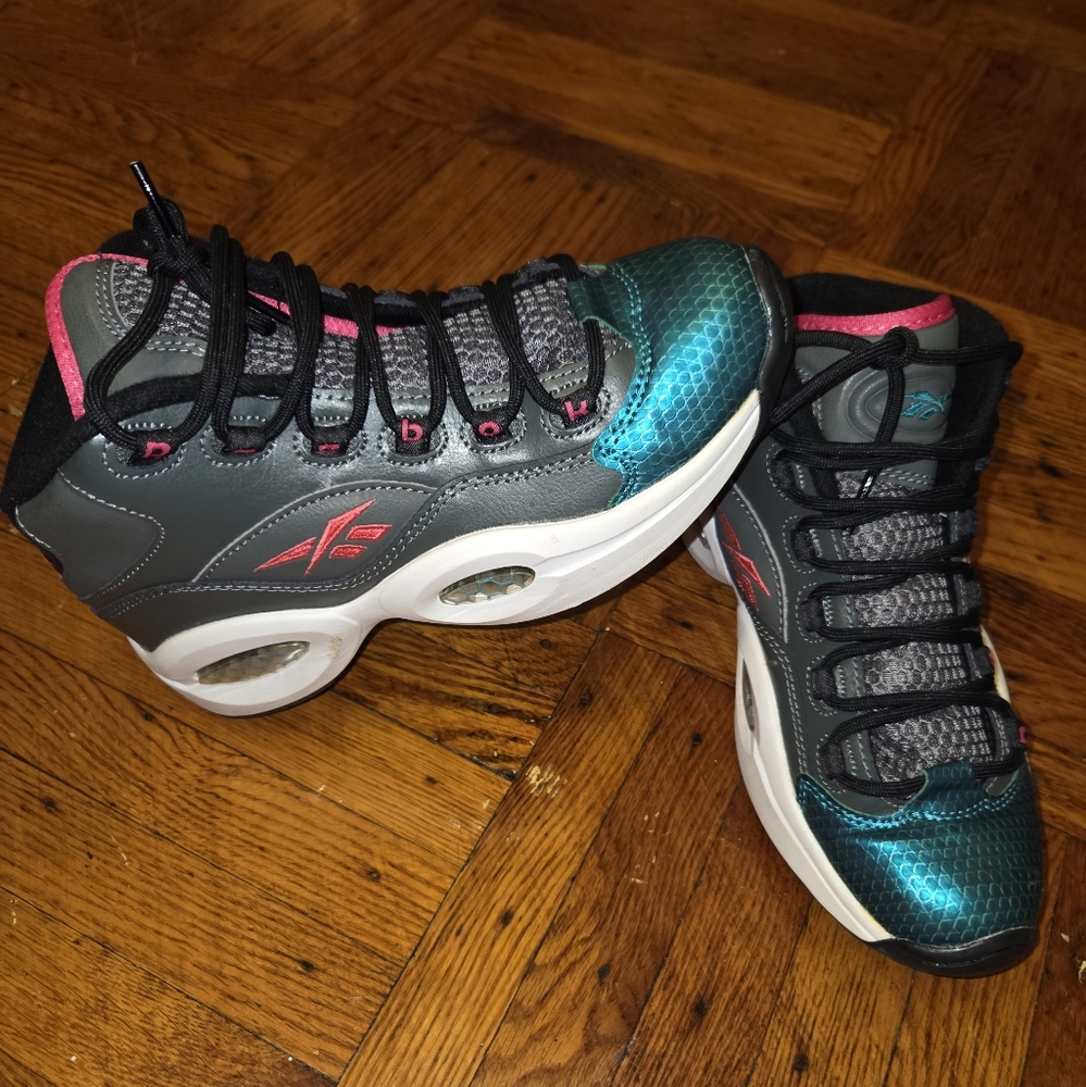 Reebok Gray and Teal Women's Athletic Sneakers